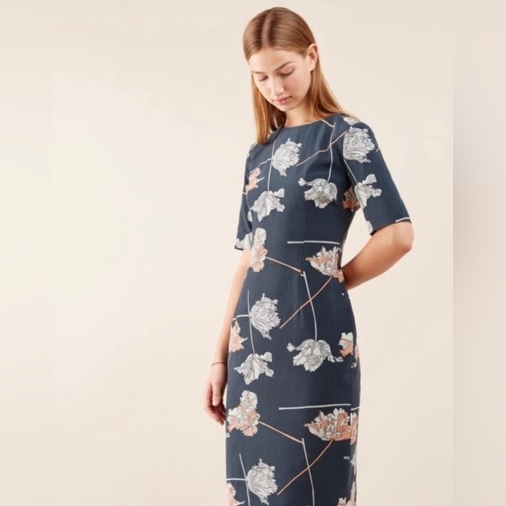 Jigsaw x Marcus James Flower Silk Dress